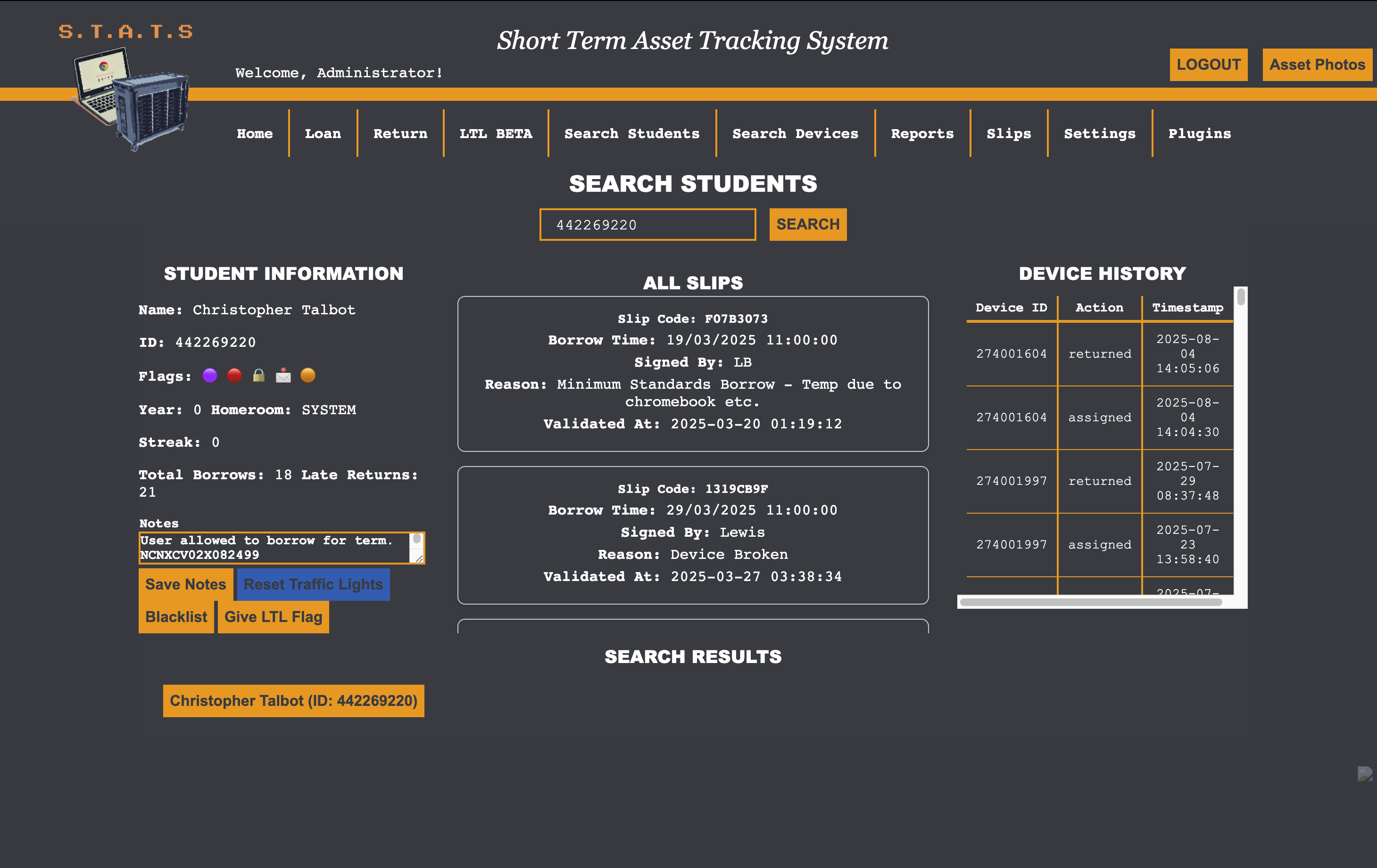 Search students